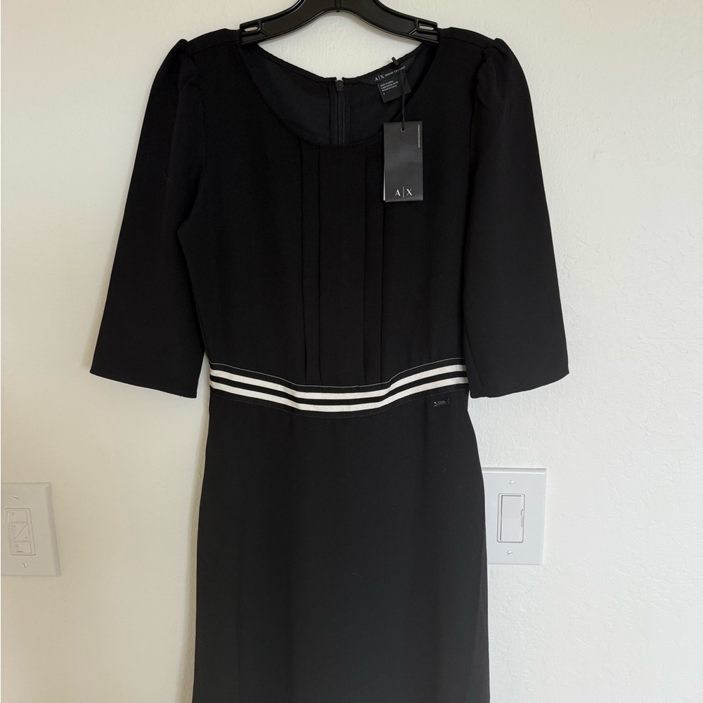 Armani Exchange Black Sheath Dress with Scoop Neck